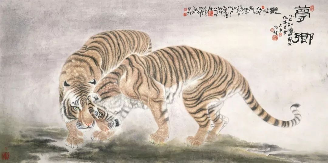 冯大中虎画图片冯大中的老虎画作品冯大中画虎天下第一虎100幅画虎