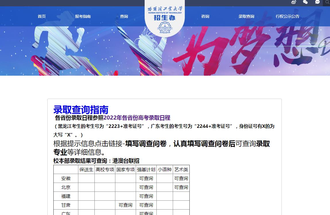 哈爾濱工業大學錄取查詢開通