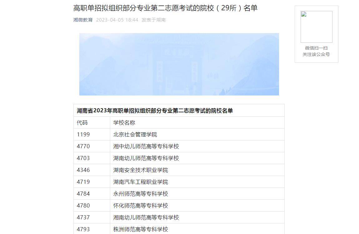 2023年湖南高職單招