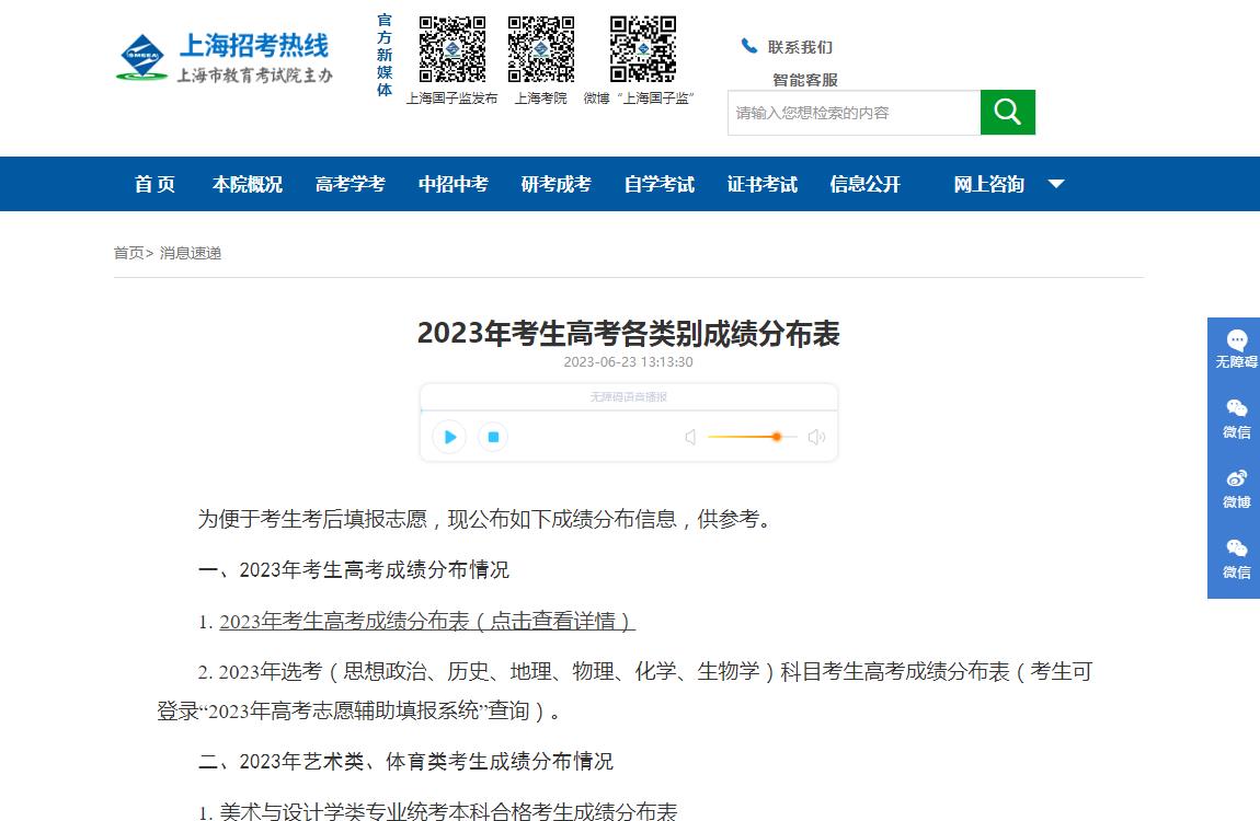 2023上海高考一分一段表,上海高考一分一段