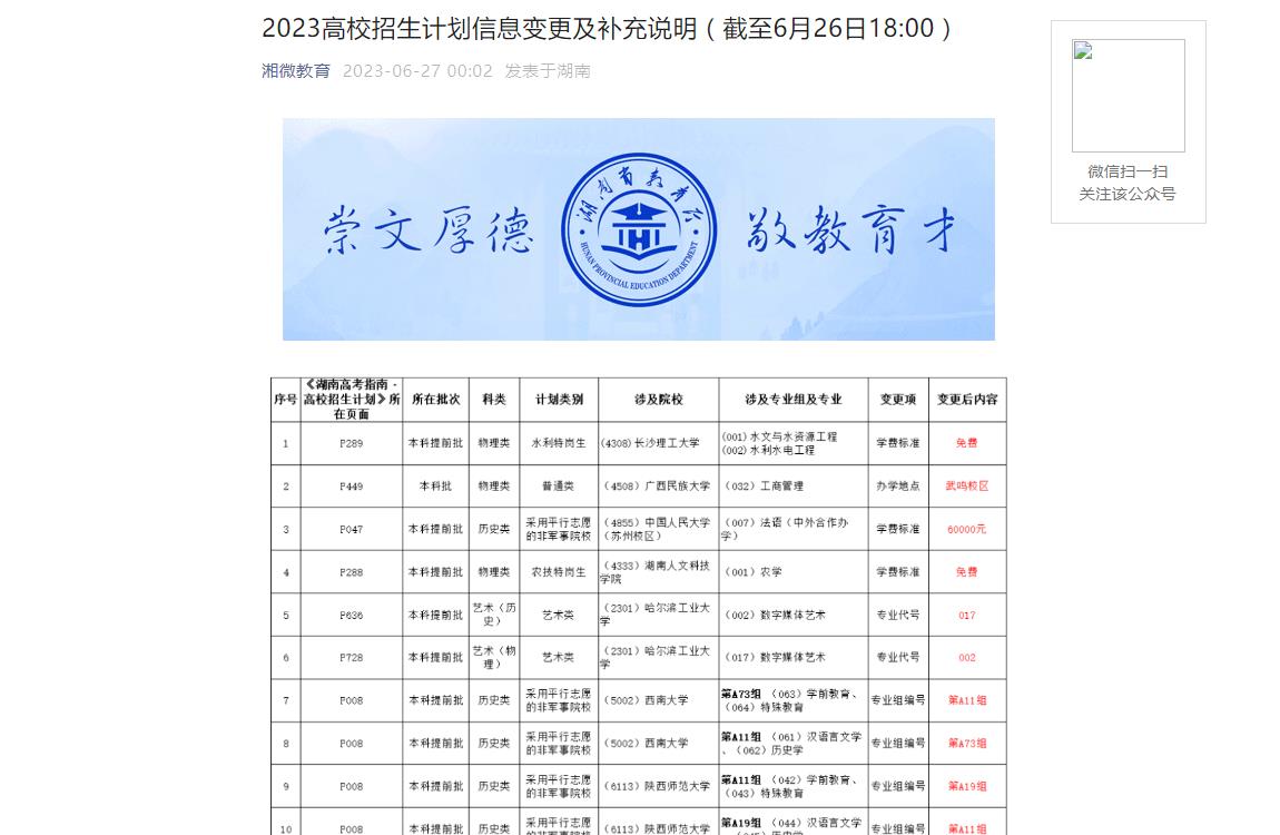 湖南高考招生資訊