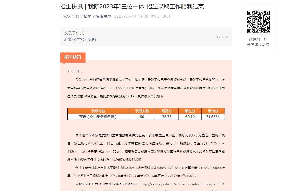 2023年寧波大學綜合評價