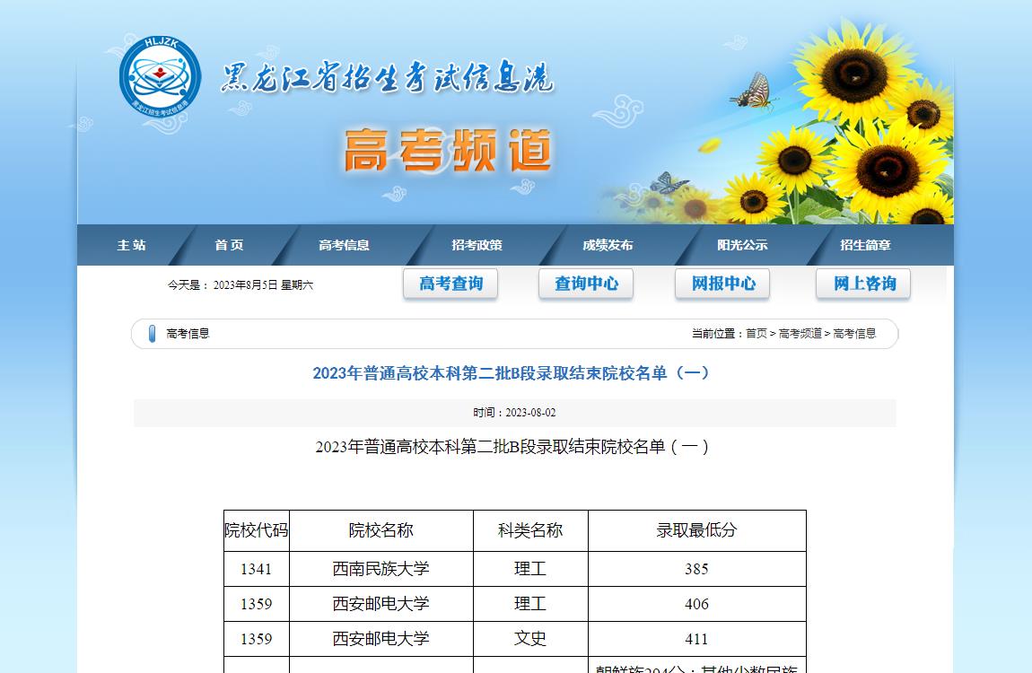2023年黑龍江高考錄取查詢