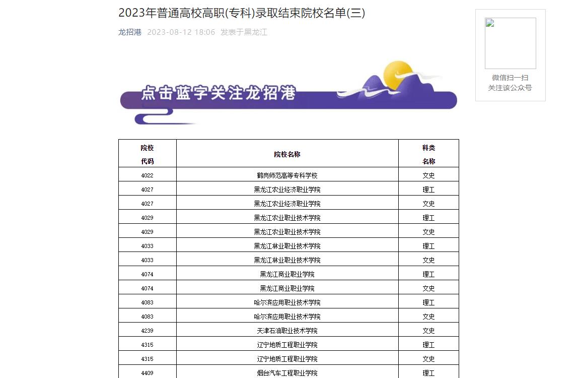 2023年黑龍江高考錄取查詢