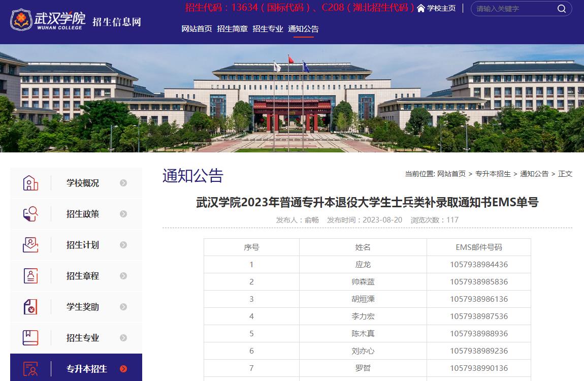 2023年武汉学院专升本
