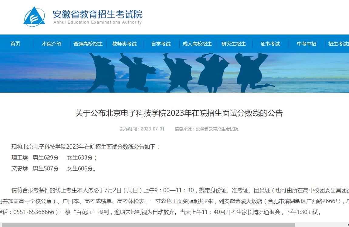 2023年安徽高考分数线