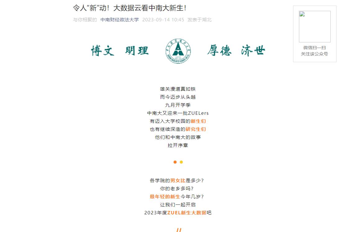 2023年中南財經政法大學新生大數據