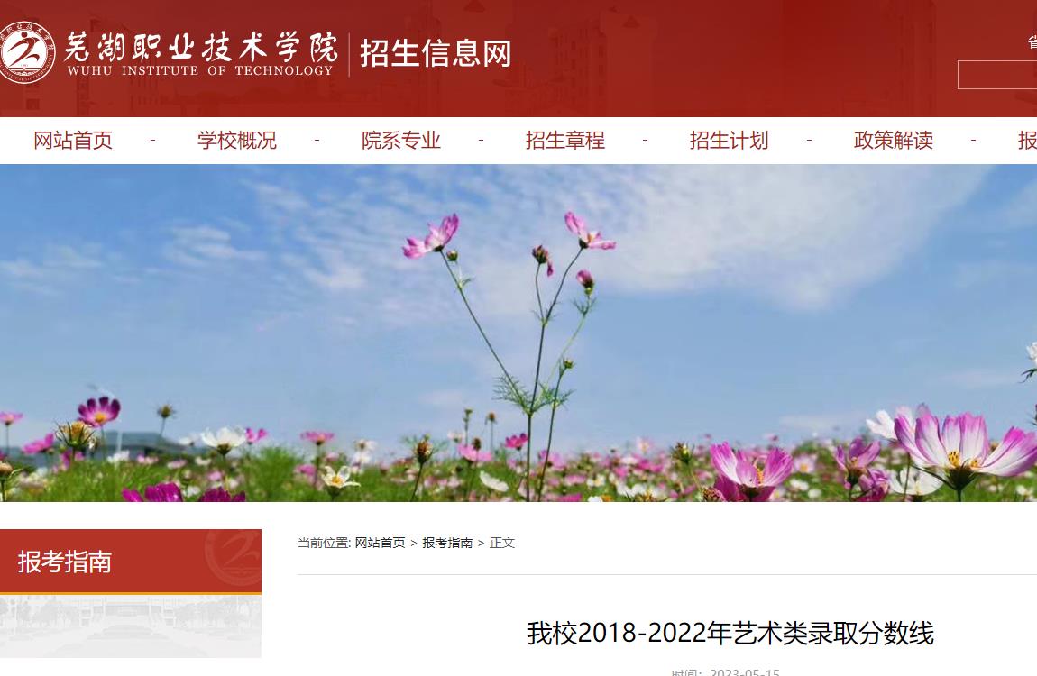 2022年蕪湖職業技術學院藝術類錄取分數線